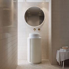 Set mobile con piano e lavabo La promessa 40 cm, scanalato, arrotondato, bianco