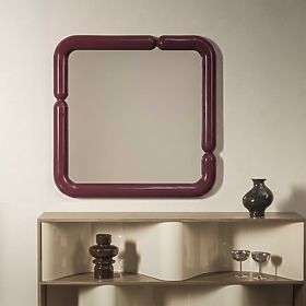 Specchio decorativo sospeso Ava, 90x90 cm, marrone bordeaux, lucido
