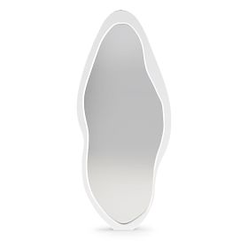 Specchio da parete in cornice di legno Mara, 180x80 cm, forma irregolare, bianco