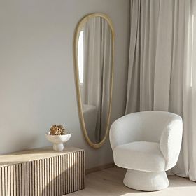 Specchio sospeso in cornice di legno Sogno 60x165 cm, forma irregolare, naturale