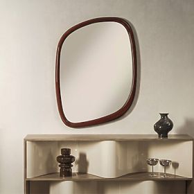 Specchio sospeso Siri, forma irregolare, bordeaux-marrone, lucido