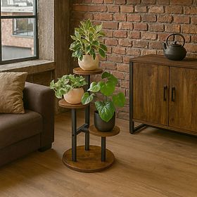 Supporto per piante in metallo loft MIGUEL RUSTIC quercia antica, Halmar