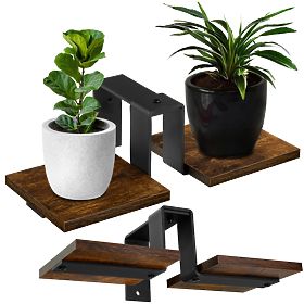Supporto per piante loft nero FERNANDO RUSTIC rovere antico