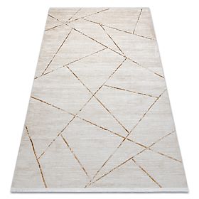 Tappeto moderno DUKE 51557 crema / oro - Geometrico, strutturato, molto morbido, frange, F.H.Kabis