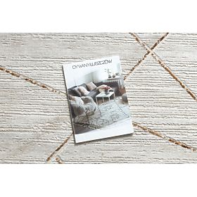 Tappeto moderno DUKE 51557 crema / oro - Geometrico, strutturato, molto morbido, frange, F.H.Kabis