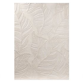 Tappeto rettangolare Mona tuftato, in lana, crema, foglie, Dimensione tappeti: 190x290