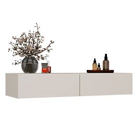 Tavolino Cosmetico Sospeso MIKA 110 cm 2 Cassetti per Camera da Letto CASHMERE Beige