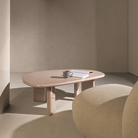 Tavolino da caffè Cameron 130 cm, nude, lucido