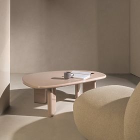 Tavolino da caffè Cameron 130 cm, nude, lucido