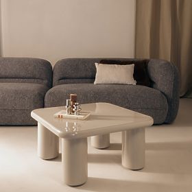 Tavolino da caffè Cherry 70 cm, beige scuro, lucido