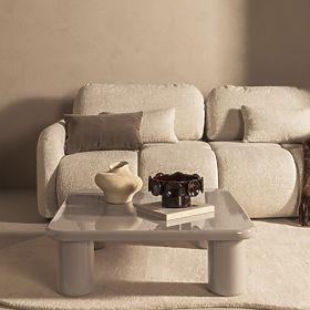 Tavolino da caffè Cherry 90 cm, beige scuro, lucido