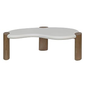 Tavolino da caffè Floe 125 cm, bianco/noce