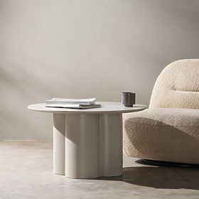 Tavolino da caffè Lazaro 80 cm, rotondo, grigio-beige, lectus