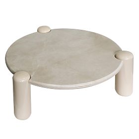 Tavolino da caffè Noemi 86 cm, beige chiaro/marmo, lucido