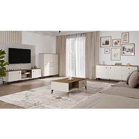 Tavolino da caffè POINT 2S 110 Beige Cashmere Rovere Castello 2 Cassetti per Soggiorno