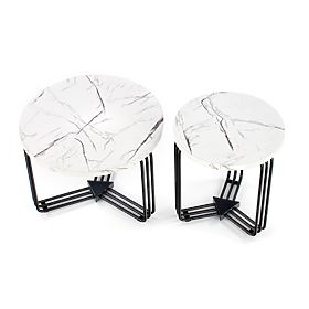 Tavolino da conferenza ANTICA M piano - marmo bianco, struttura - nero (2p=1ks), Halmar