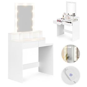 Tavolino da toeletta cosmetico con specchio e illuminazione LED 3 colori regolazione luminosità Mode