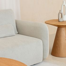 Tavolino laterale Abisko, 60 cm, rotondo, impiallacciatura di quercia naturale, lectus