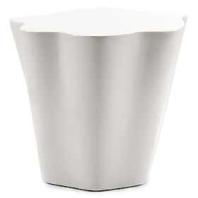 Tavolino laterale Bow 49 cm, grigio-beige, lucido, forme arrotondate, lectus