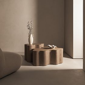 Tavolino laterale Cosmo 66 cm, noce, forme arrotondate