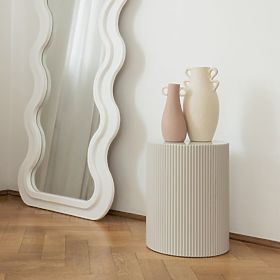Tavolino laterale Ermanno, 35 cm, grigio-beige, scanalato, lectus