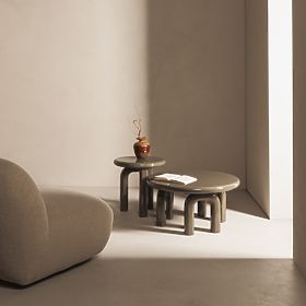 Tavolino laterale Flambe 50 cm, verde/grigio, lucido