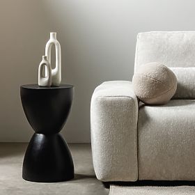 Tavolino Laterale Lavia 35 cm, nero, legno di mango, lectus