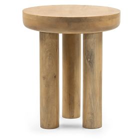 Tavolino laterale Limali 50 cm, rotondo, legno di mango, forme arrotondate, lectus