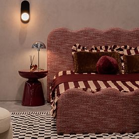 Tavolino laterale Logan 40 cm, bordeaux/ciliegio, lucido, lectus