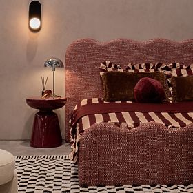 Tavolino laterale Logan 40 cm, bordeaux/ciliegio, lucido