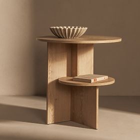 Tavolino Laterale Rotondo Yaso, Rovere Cremona Torro