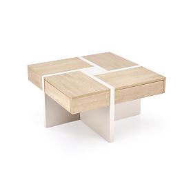 Tavolino da salotto SEVILLA S, piano: rovere cremona, gambe: cashmere