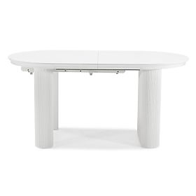 Tavolo allungabile Audrey 160-240 cm, ovale, bianco, con scanalature, forme arrotondate