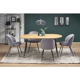 Tavolo allungabile COLORADO, piano - rovere dorato, struttura - nero (2p=1ks), Halmar