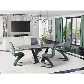 Tavolo allungabile FANGOR, piano - cenere scuro, base - nero (3p=1ks), Halmar
