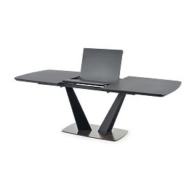 Tavolo allungabile FANGOR, piano - cenere scuro, base - nero (3p=1ks), Halmar
