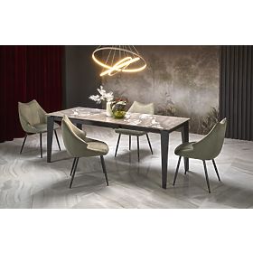 Tavolo allungabile FELIX, piano - marmo grigio, gambe - nero (2p=1ks), Halmar