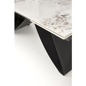 Tavolo allungabile HILARIO, piano - marmo bianco, gambe - nero (3p=1ks), Halmar