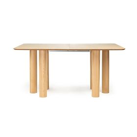 Tavolo allungabile Loa 140-200 cm, impiallacciatura di quercia, naturale, legno di faggio, arrotonda