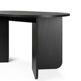 Tavolo allungabile Mou 140-200 cm, nero con struttura in legno, piano ovale