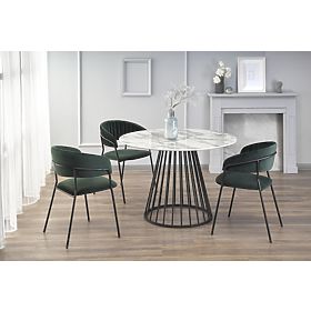 Tavolo BRODWAY piano - marmo bianco, gamba - nero, Halmar