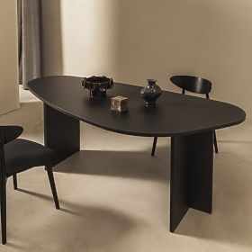 Tavolo con piano irregolare Zeva 200 cm, nero con struttura in legno