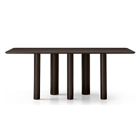 Tavolo con piano rettangolare Ritro 200 cm, in legno, impiallacciatura di rovere, noce
