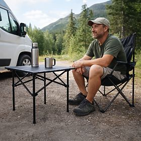 Tavolo da campeggio pieghevole 53x55 cm con borsa nero MultiGarden, MultiGarden