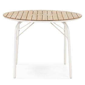 Tavolo da giardino Fioli rotondo 100 cm, legno di acacia FSC, bianco