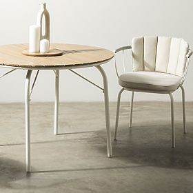 Tavolo da giardino Fioli rotondo 100 cm, legno di acacia FSC, bianco