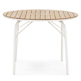 Tavolo da giardino Fioli rotondo 100 cm, legno di acacia FSC, bianco