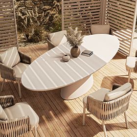 Tavolo da giardino Vibonis 280 cm, ovale, in cemento, beige chiaro