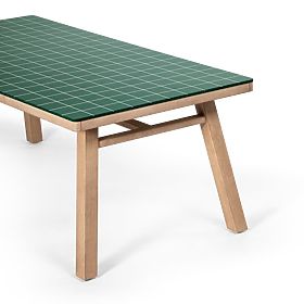 Tavolo da giardino Wabi 200 cm con piano in pietra, legno di acacia chiaro/verde, rettangolare