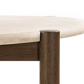 Tavolo da pranzo Bruna, 150 cm, rotondo, rovere mocha/marmo cream, lectus